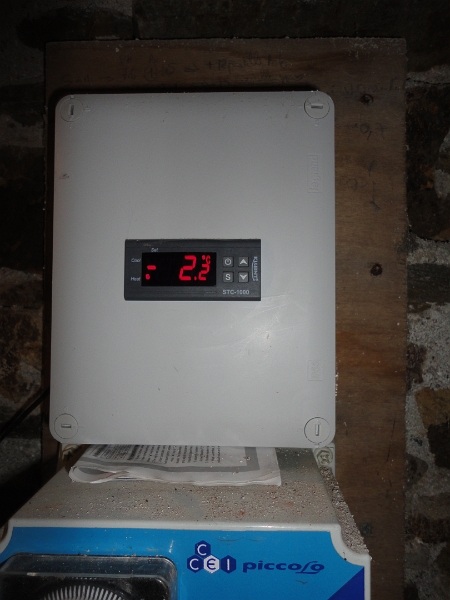 DSC00357.JPG - Vue de l'integration du dispositif dans un boitier Legrand.La boite de derivtion est presque vide, mais c'est le seul modele (dans mon magasin de bricolage qui etait assez profond.Cela permet de proteger le dispositif contre les poussiere et les projection d'eau.